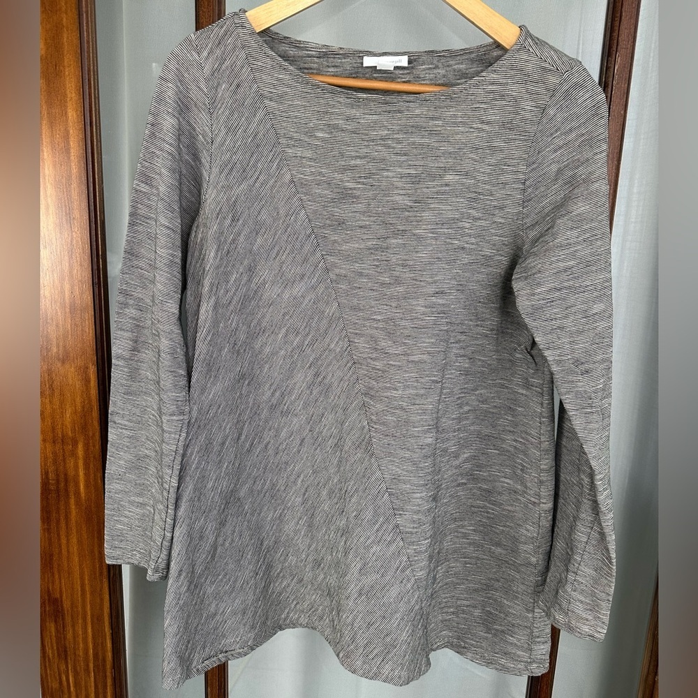 Pure Jill J.Jill Women's SMALL Tunic Long Sleeve Black Striped Lagonlook Coastal
